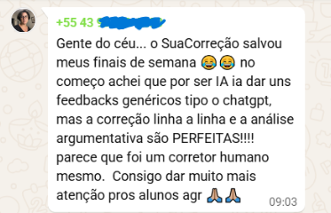 Feedback real de professor