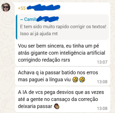 Feedback real de professor